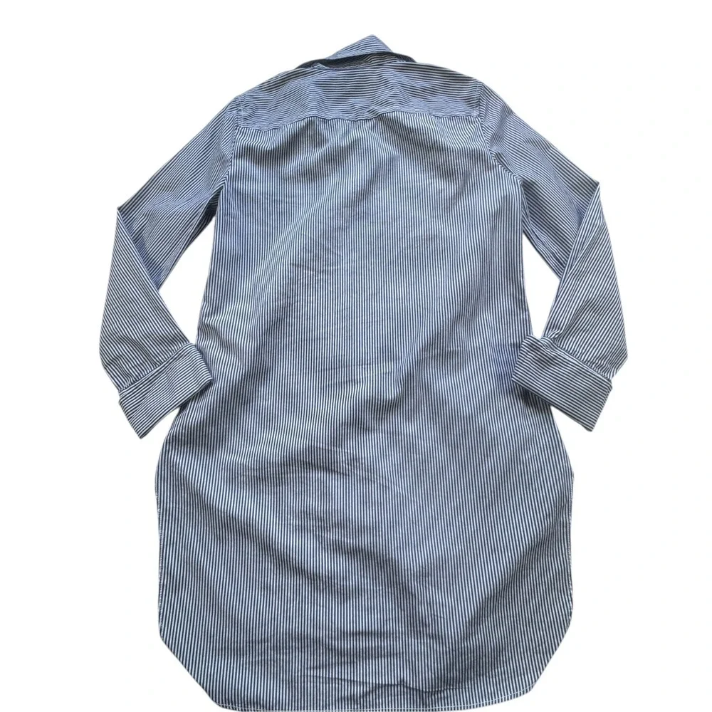 J Crew Striped Button Front Tunic Shirt Womens XXS Blue White Cotton Nautical